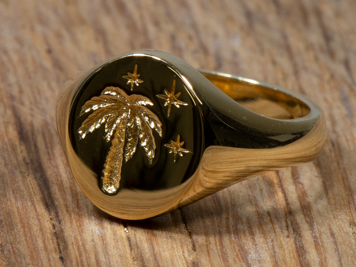 Personalised Rebus signet ring gift box with wax seal and hand drawn artwork